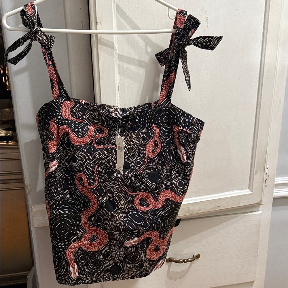 Anthropologie Black and Pink Snake Print Camisole